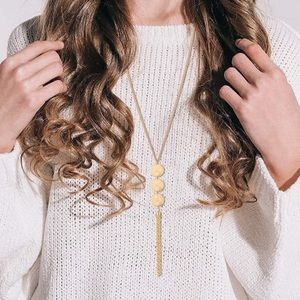 ✨NWT ✨Medallion Tassel Charm Statement Gold Necklace✨ Handmade ✨Artisan✨…